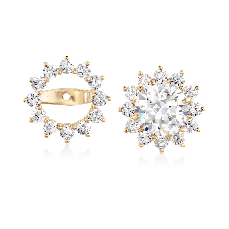 Ross-Simons CZ Earring Jackets in 14kt Yellow Gold Mesh Jacket Canvas Jacket Denim Jacket