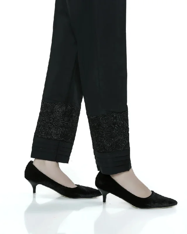 Lakhany 01 Piece Embroidered Stitched Trousers LSM-T-1621-Black Trousers Tapered Slim Fit