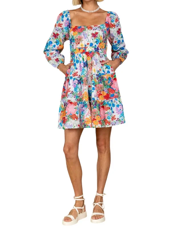 Lala Long Sleeve Floral Dress In Bouquette