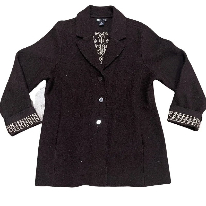 Vintage 90's Embroidered Wool Jacket (XL) Knit Jacket Woven Jacket Fleece Jacket