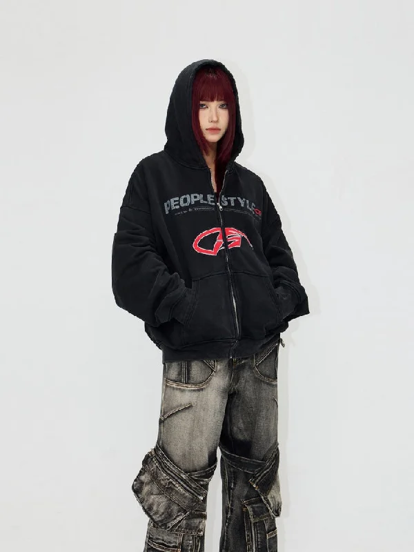 Logo Embroidery Full Zip Hoodie【s0000004193】 Hoodie with Magnetic Closure Innovative Modern Logo Embroidery Full Zip Hoodie【s0000004193】 Hoodie with Magnetic Closure Innovative Modern
