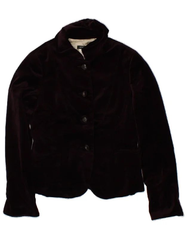 J. CREW Womens 4 Button Blazer Jacket US 4 Small Maroon Cotton Fleece Fabric Down Fabric Feather Fabric