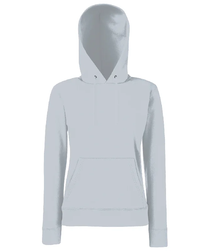 Heather Grey - Women's Classic 80/20 hooded sweatshirt Hoodie with Hem Embroidery Detailed Premium Heather Grey - Women's Classic 80/20 hooded sweatshirt Hoodie with Hem Embroidery Detailed Premium
