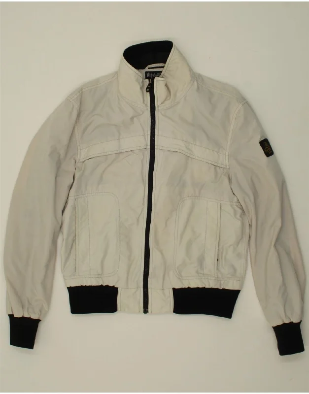 REFRIGIWEAR Womens Rain Jacket UK 16 Large Off White Nylon Lace Jacket Ribbed Jacket Sequined Jacket