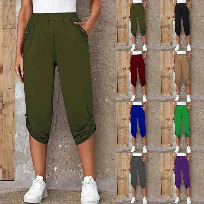 Fashion Cropped Trousers With An Elasticated Waist Women Trousers Review Highly