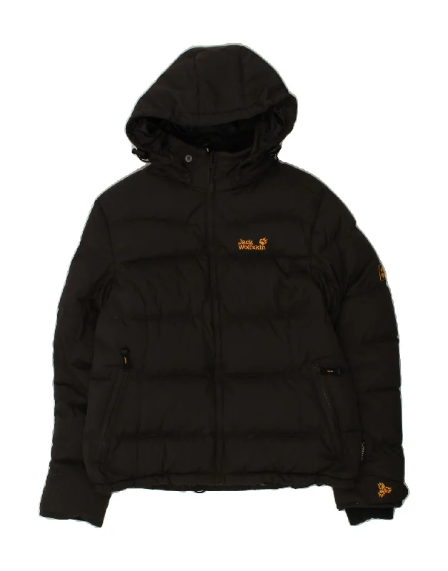 JACK WOLFSKIN Womens Padded Jacket UK 12/14 Medium Black Polyamide Bomber Jacket Anorak Windbreaker