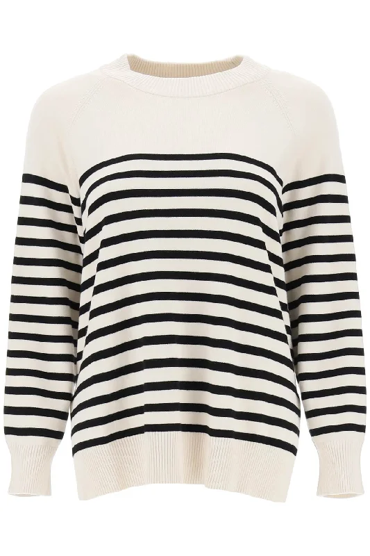 Pepato Sweater With Nautical Stripes  - Neutro Satin Blend Silk Blend Wool Blend