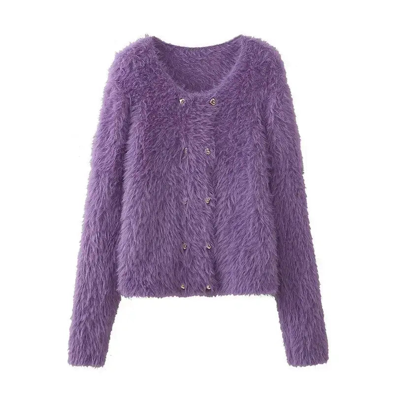 Women buckled mohair sweater long sleeve female top Open Front Closed Front Wrap Front Women buckled mohair sweater long sleeve female top Open Front Closed Front Wrap Front