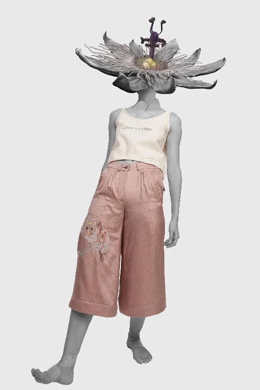 Owl Culottes - Cropped Trousers Trousers Fleece Cozy