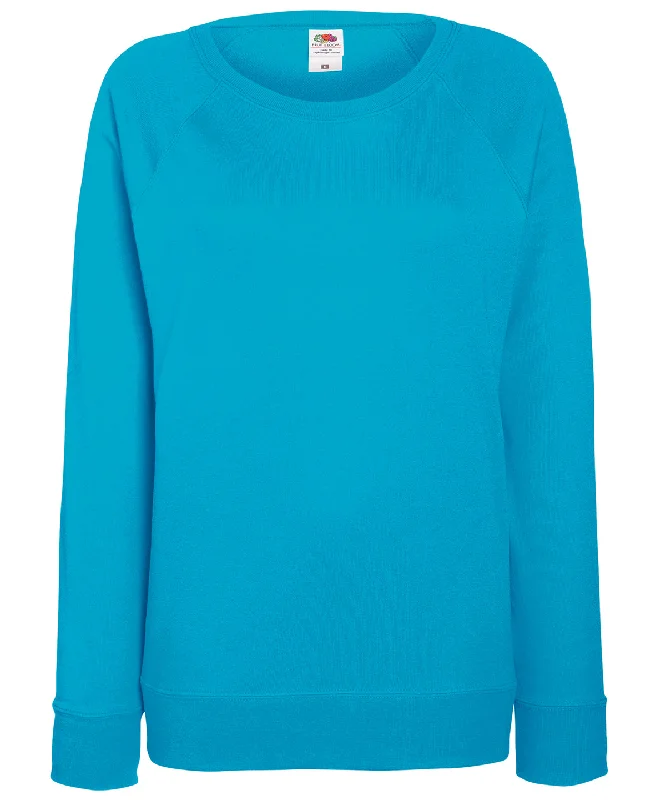 Azure Blue - Women's lightweight raglan sweatshirt Hoodie with Hem Ribbing Snug Secure Azure Blue - Women's lightweight raglan sweatshirt Hoodie with Hem Ribbing Snug Secure