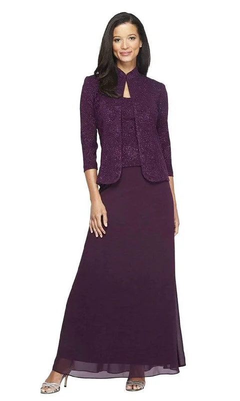 Alex Evenings - 425053 Glittered Sleeveless Formal Dress with Jacket Chenille Jacket Brocade Jacket Lace Jacket