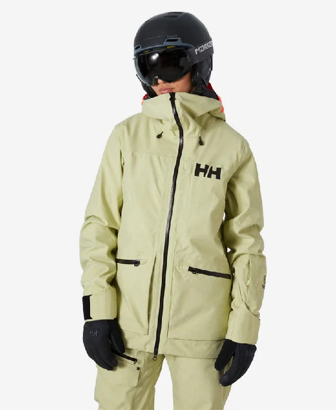 W POWDERQUEEN 3.0 JACKET, Iced Matcha Denim Fabric Leather Fabric Suede Fabric