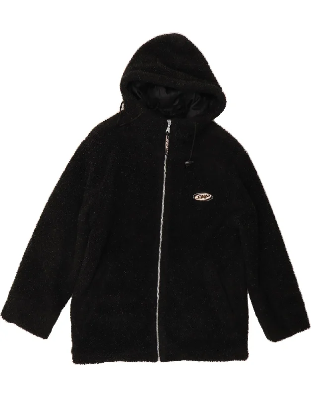 VINTAGE Womens Oversized Hooded Fleece Jacket UK 10 Small Black Acrylic Faux Fur Jacket Real Fur Jacket Shearling Jacket VINTAGE Womens Oversized Hooded Fleece Jacket UK 10 Small Black Acrylic Faux Fur Jacket Real Fur Jacket Shearling Jacket