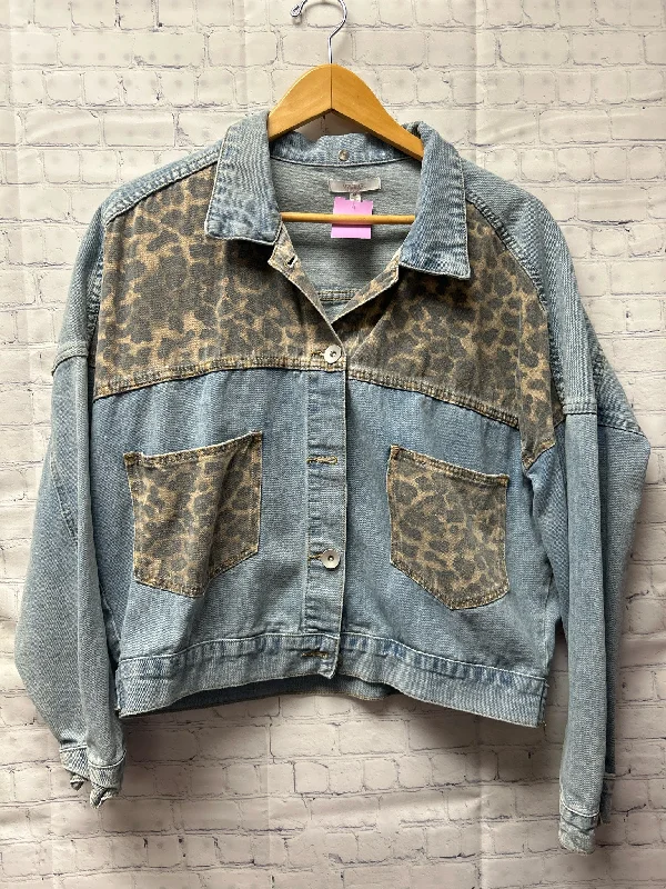 Size Medium Ladies Denim Animal Print Jacket Denim Jacket Leather Jacket Suede Jacket