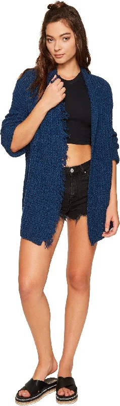 Free People Womens Silk Fringe Trim Cardigan Sweater Real Fur Shearling Chenille