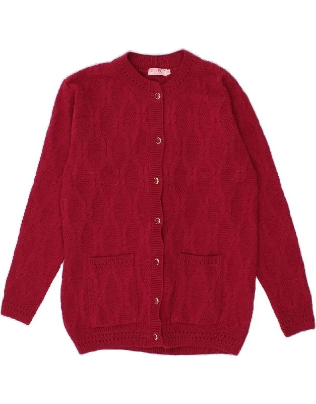 REFLECT Womens Cardigan Sweater UK 16 Large Red Polyester Boxy Cardigan Fitted Cardigan A-Line