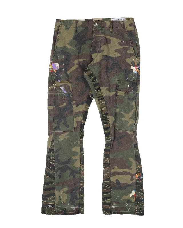 "LA Flare" Camouflage Print Trousers High Waist Slim Fit Ankle Length