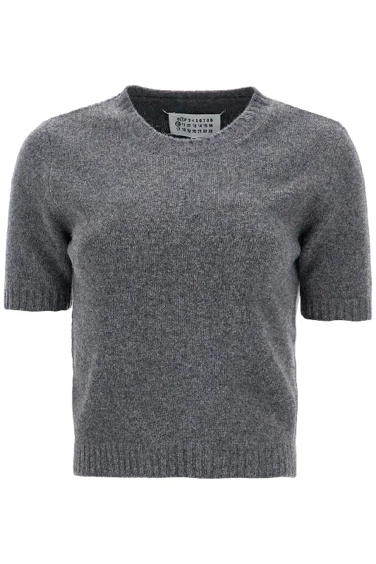 Wool Crewneck Sweater  - Grey Spandex Rayon Corduroy