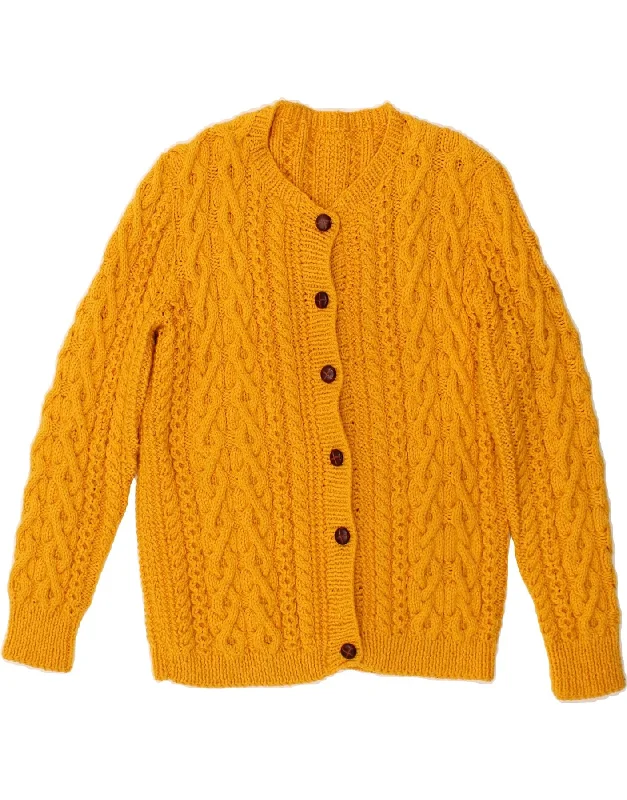 VINTAGE Womens Cardigan Sweater UK 14 Large Yellow Cardigan Knitwear Sweater