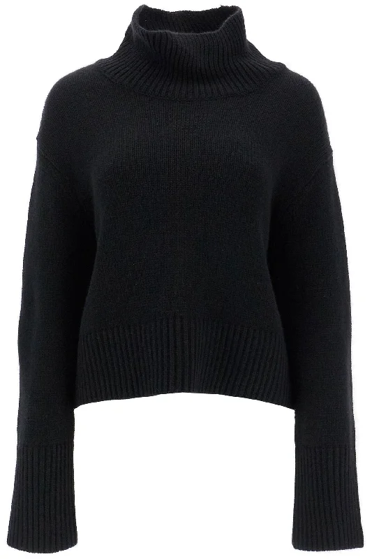 High-necked Fleur Sweater  - Black Real Fur Shearling Chenille