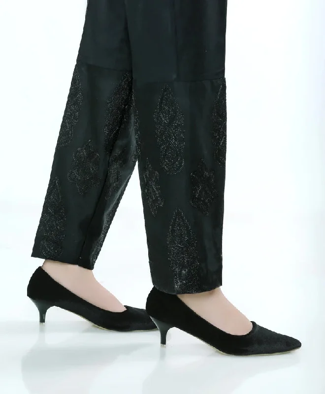 Lakhany 01 Piece Embroidered Stitched Trousers LSM-T-1614-Black Trousers Pleated Formal