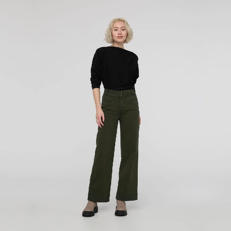 Duer (Sample) - Women's LuxTwill High Rise Trouser - Peat Trousers cozy comfortable