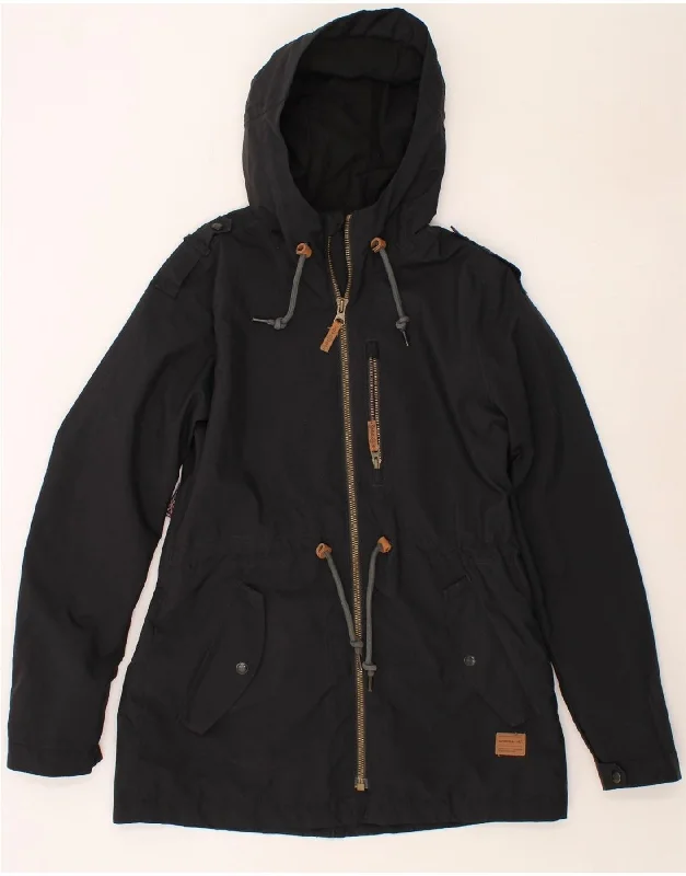 O'NEILL Womens Hooded Rain Jacket UK 16 Large Black Polyamide Front Pockets Side Pockets Patch Pockets O'NEILL Womens Hooded Rain Jacket UK 16 Large Black Polyamide Front Pockets Side Pockets Patch Pockets