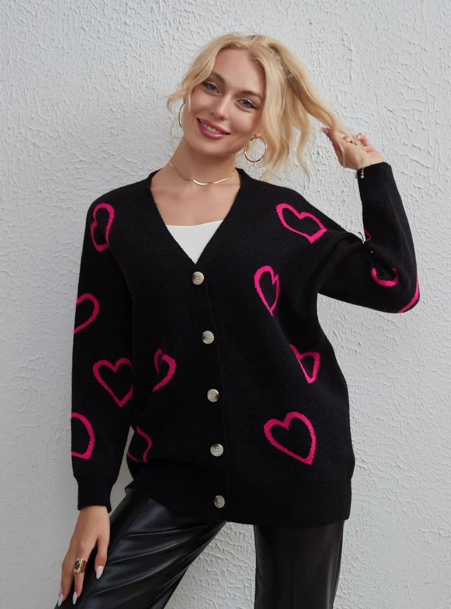 FASHION LOVE CONTRASTING STREET CARDIGAN SWEATER Silk Blend Satin Velvet