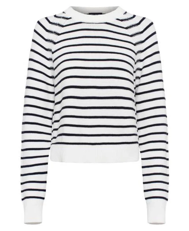 Lillie Mozart Stripe Crew Neck Jumper - Summer White/Utility Blue Plaid Sweater Polka Dot Checkered Lillie Mozart Stripe Crew Neck Jumper - Summer White/Utility Blue Plaid Sweater Polka Dot Checkered