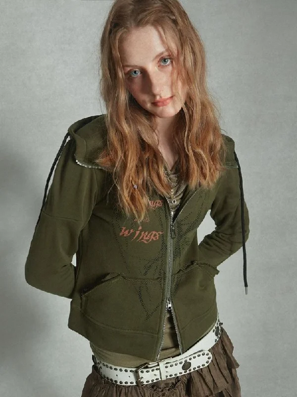 Double Zipper Hoodie Lettering Print Track Jacket【s0000003406】 Hoodie with Applique Textured Unique Double Zipper Hoodie Lettering Print Track Jacket【s0000003406】 Hoodie with Applique Textured Unique