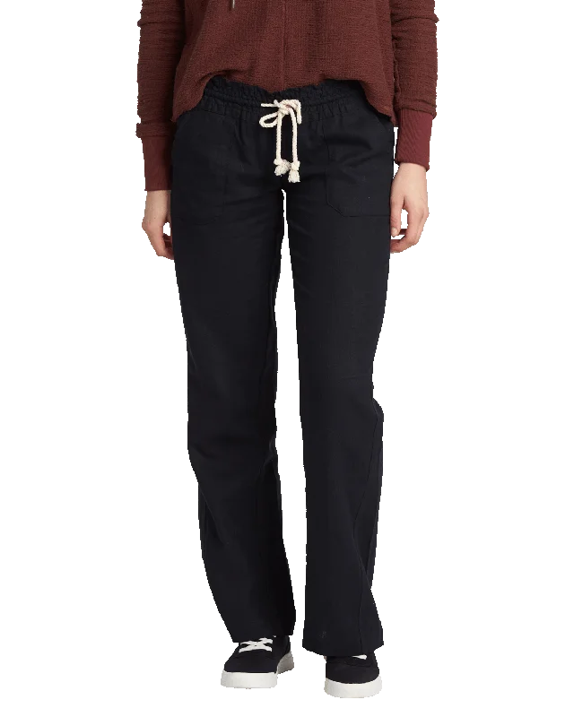 Oceanside Flared Trousers in True Black Trousers Yoga Stretchy