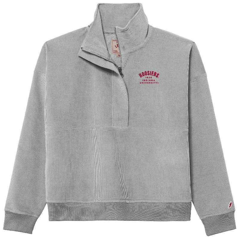 Indiana Hoosiers Women's League Embroidered Grey Half-Zip Jacket Print Jacket Jacquard Jacket Patchwork Jacket
