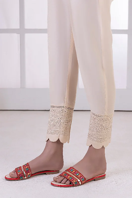Lakhany 01 Piece Embroidered Trousers - LSM-T-3106 (BG) Trousers chic elegant