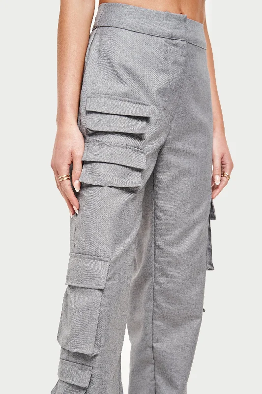 TAILORED MULTI POCKET CARGO TROUSER - GREY Trousers Travel Practical