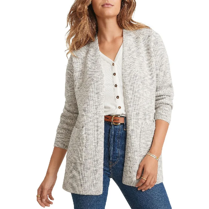 Updated Cabin Womens Heathered Open Front Cardigan Sweater Solid Color Striped Floral Print