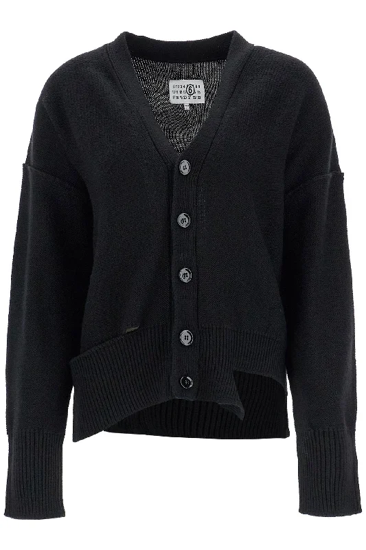 Destroyed Cardigan Sweater  - Black Stretchy Elastic Breathable