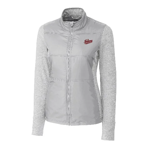 Indiana Hoosiers Women's Cutter & Buck Stealth Hybrid Quilted Full Zip Windbreaker Jacket Hooded Jacket Caped Jacket Shawl Collar Jacket