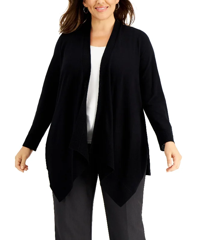 Plus Size Open-Front Cardigan Asymmetrical,ymmetric Pencil Cardigan