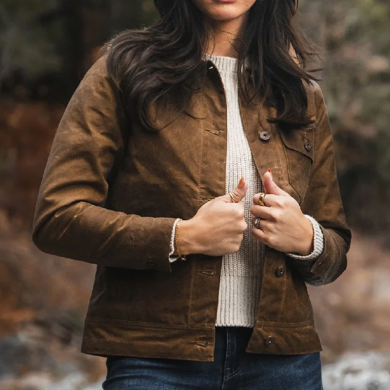 Waxed Canvas Field Jacket | Coyote Notch Collar Peter Pan Collar Cowl Neck