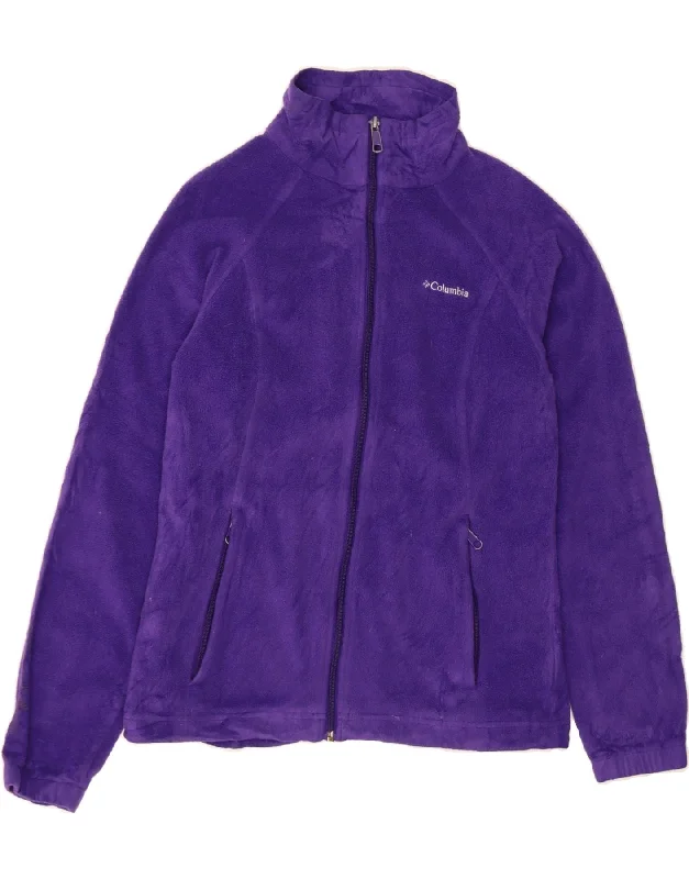 COLUMBIA Womens Fleece Jacket UK 12 Medium Purple Polyester Knit Fabric Woven Fabric Fleece Fabric