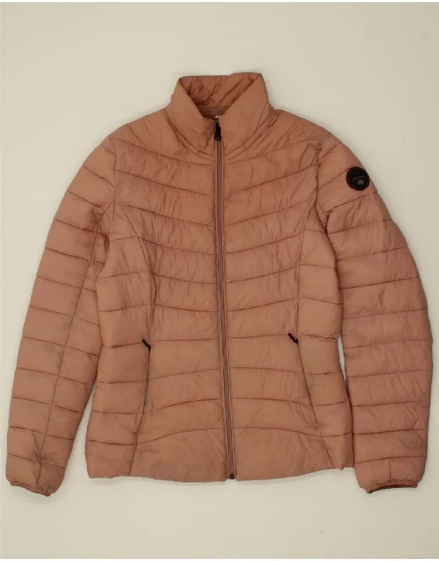 NAPAPIJRI Womens Padded Jacket UK 14 Medium Brown Polyester Zip Front Button Front Snap Front