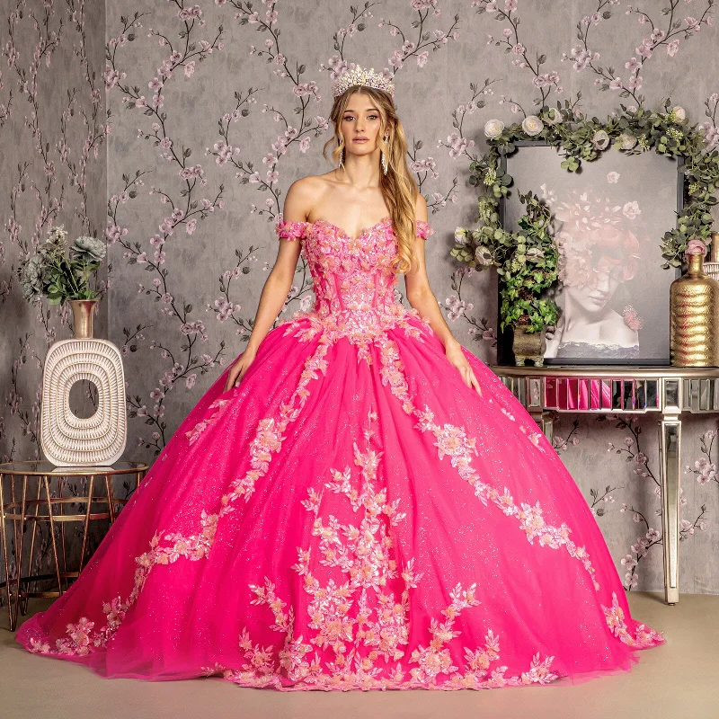 Long Ball Gown Glitter Quinceanera Dress