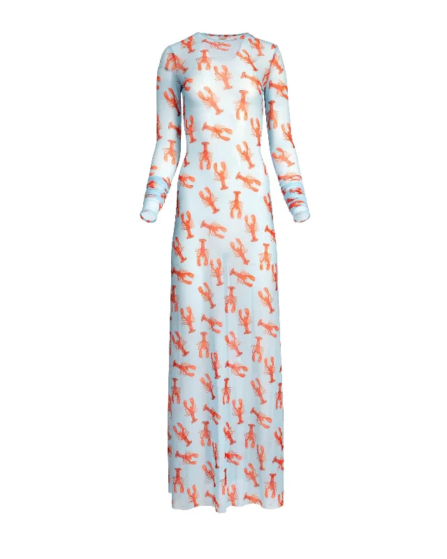 Blue Red Lobster Mesh Dress