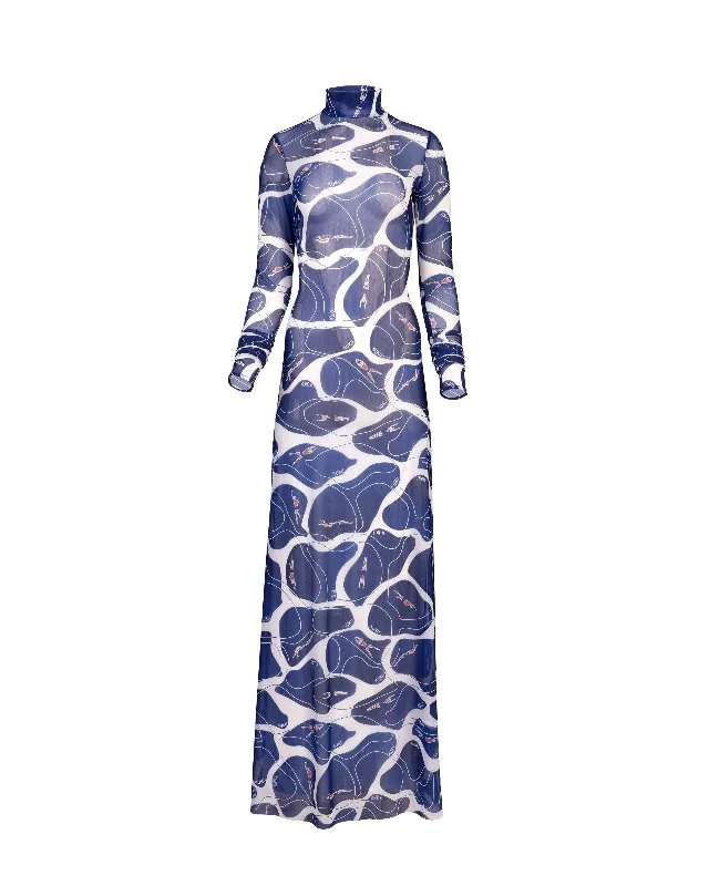 Blue Swimmers Mesh Dress
