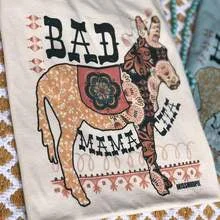 Bad A** Mamacita T Shirt Asymmetrical Pockets Print