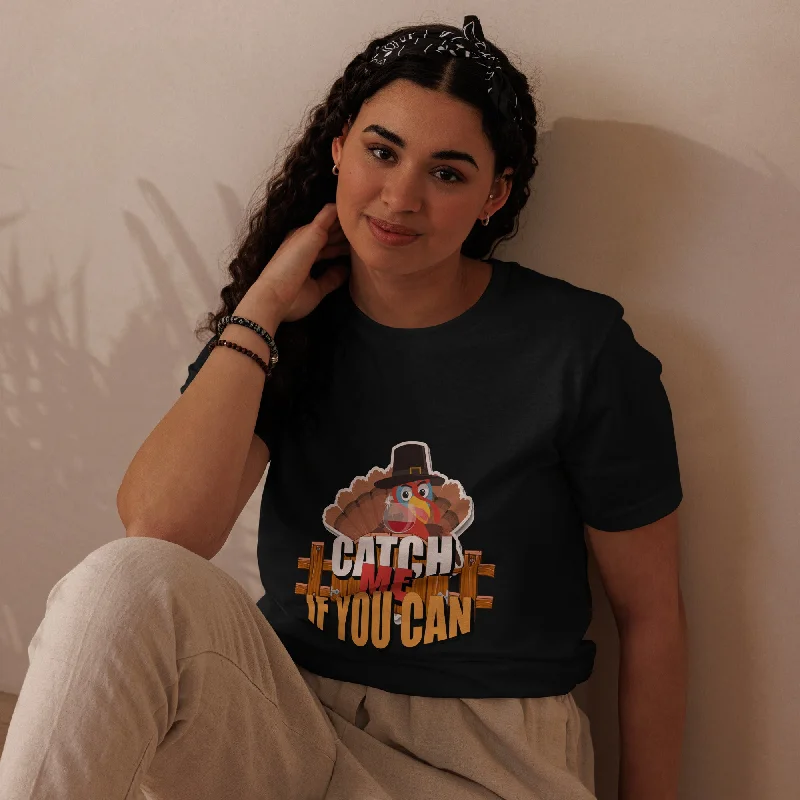 Catch Me If You Can Thanksgiving Graphic Women Staple Eco T-shirt Mesh Blend Leather Blend Suede Blend