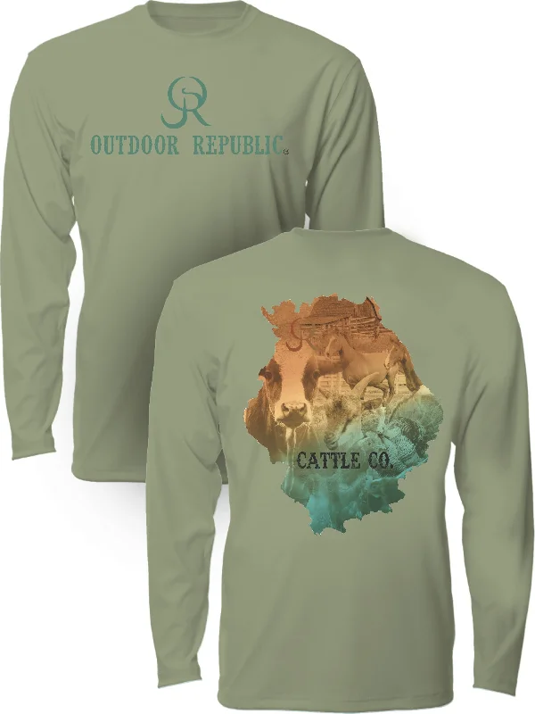 Cattle Co. #1 UPF Performance Shirt (NEW) 4 Color Options Terry Blend Velvet Blend Canvas Blend Cattle Co. #1 UPF Performance Shirt (NEW) 4 Color Options Terry Blend Velvet Blend Canvas Blend