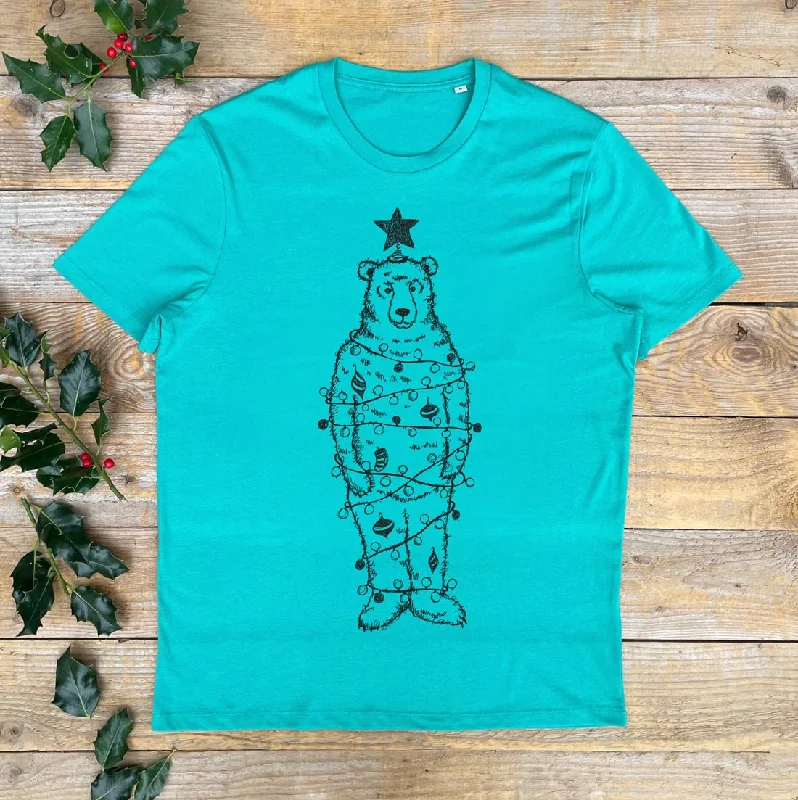 Christmas Tree Bear T-Shirt Rayon Velvet Corduroy