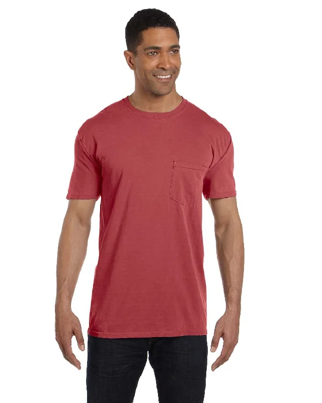 Comfort Colors Garment-Dyed Pocket T-Shirt | Crimson Nylon Fabric Polyester Fabric Spandex Fabric