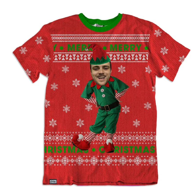 Custom Christmas Elf Unisex Tee Mesh Canvas Denim